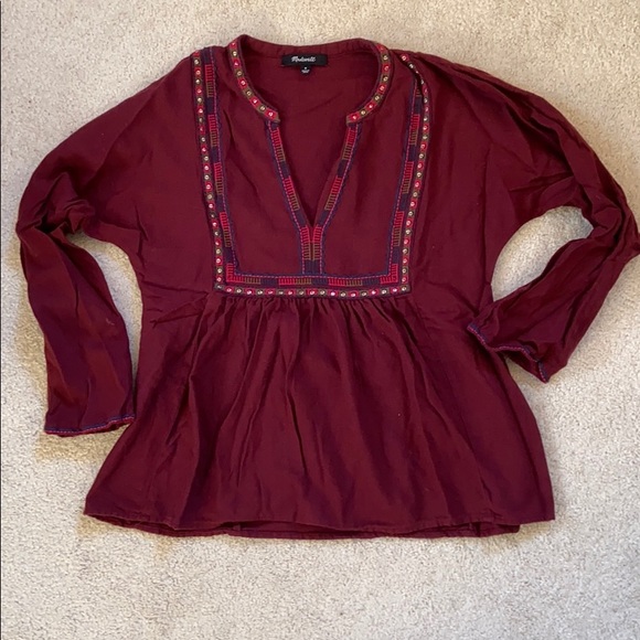 Madewell Embroidered Peasant Popover Top - Picture 2 of 6